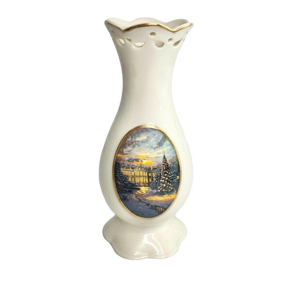 Thomas Kinkade 2005 Lights of Liberty Vintage Vase White House Christmas Tree - Picture 1 of 9